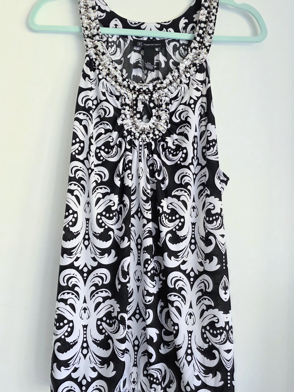 INC International Concepts Black and White Embellished Tank